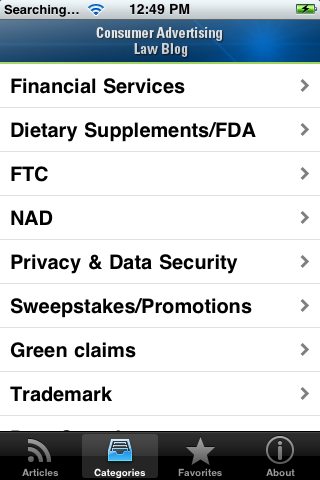 Consumer Advertising Law Blog iPhone app