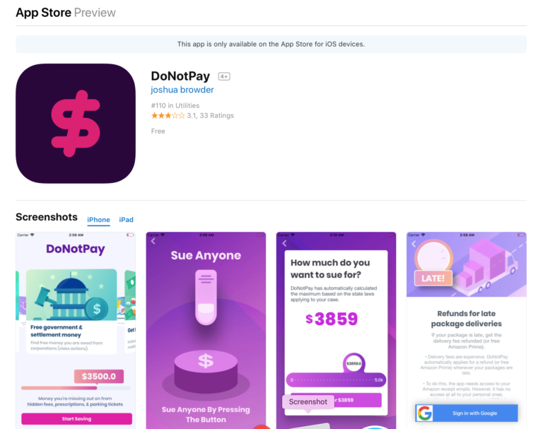 donotpay chatbot website